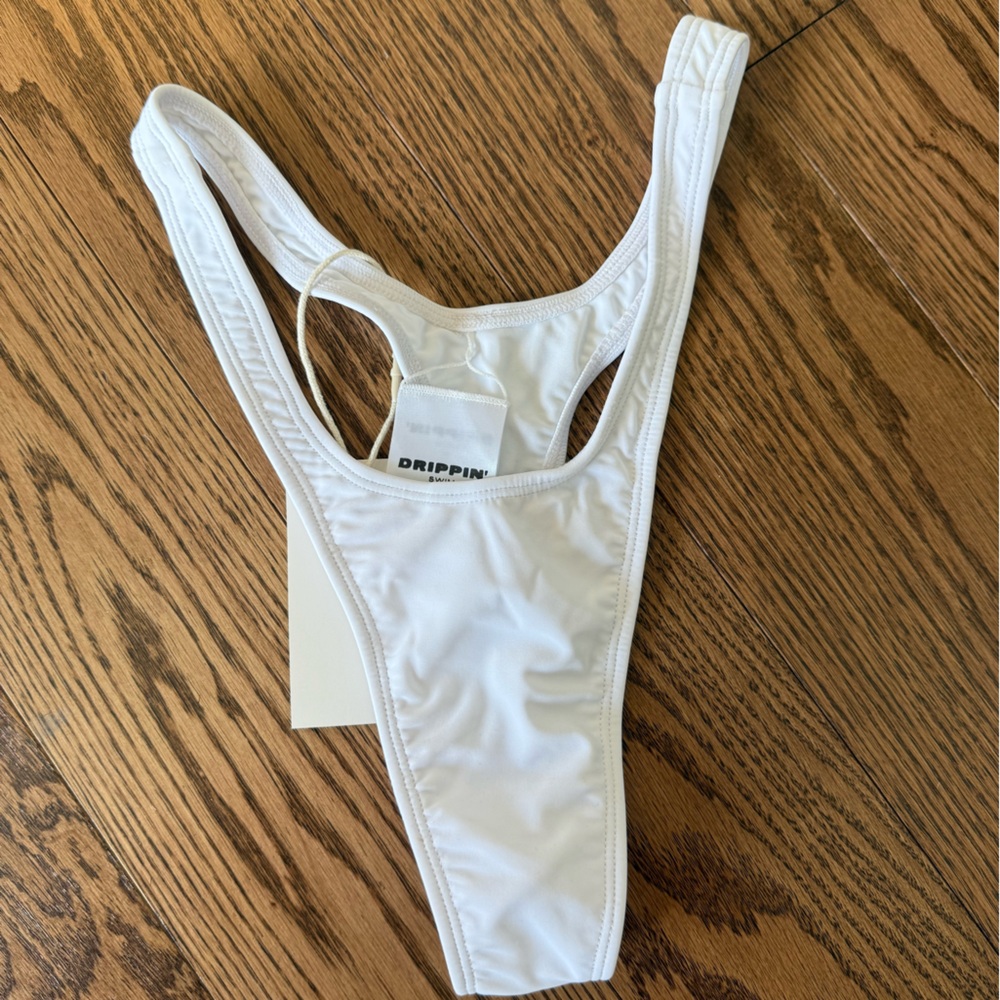Drippin White thong Bikini Bottom